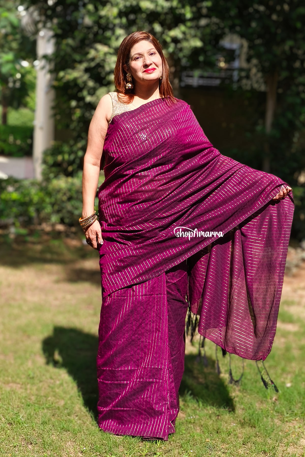Magenta Glow  Khadi Cotton Saree