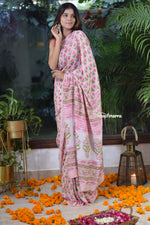 Load image into Gallery viewer, Blossom Pink Crepe Saree
