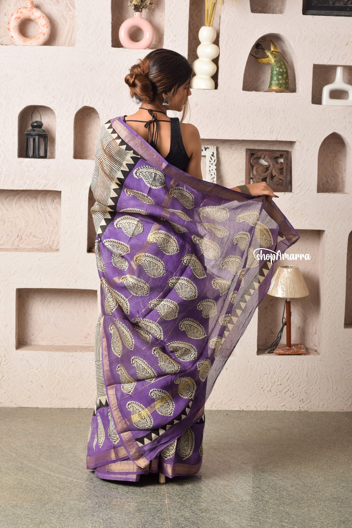 Purple Radiance Block Printed Saree