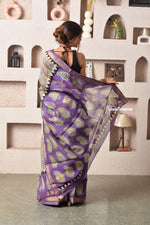 Load image into Gallery viewer, Purple Radiance Block Printed Saree
