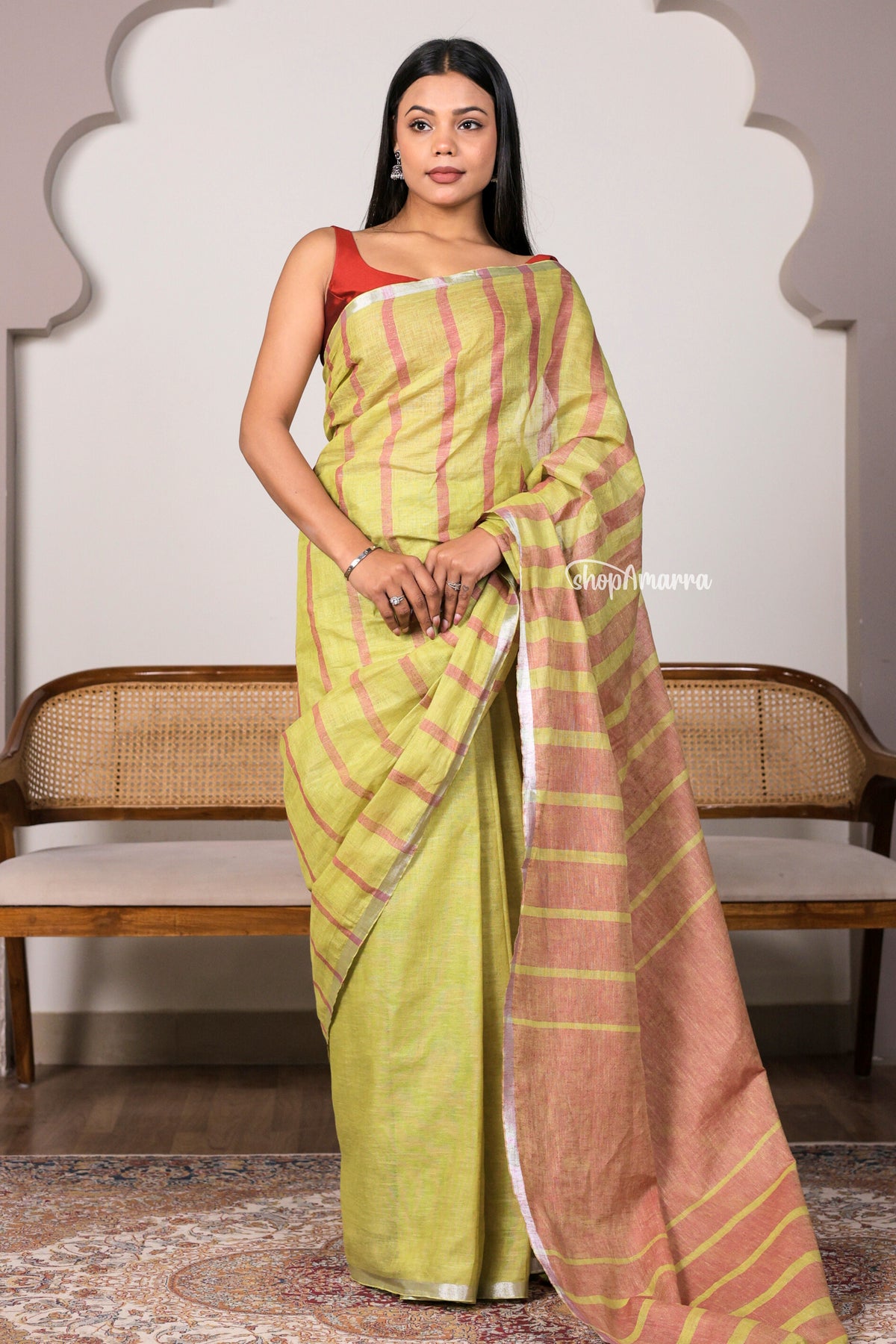 Spring Harmony Linen Saree