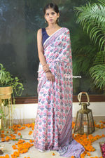 Load image into Gallery viewer, Pearl Blossom Satin Saree
