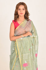 Load image into Gallery viewer, Marine Blossom Tissue Linen Saree
