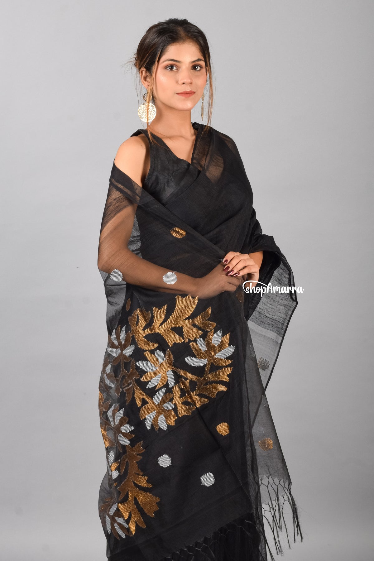 Twilight Elegance Silk Linen Saree