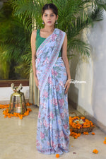 Load image into Gallery viewer, Blush on Blue Ruhi Silk Saree
