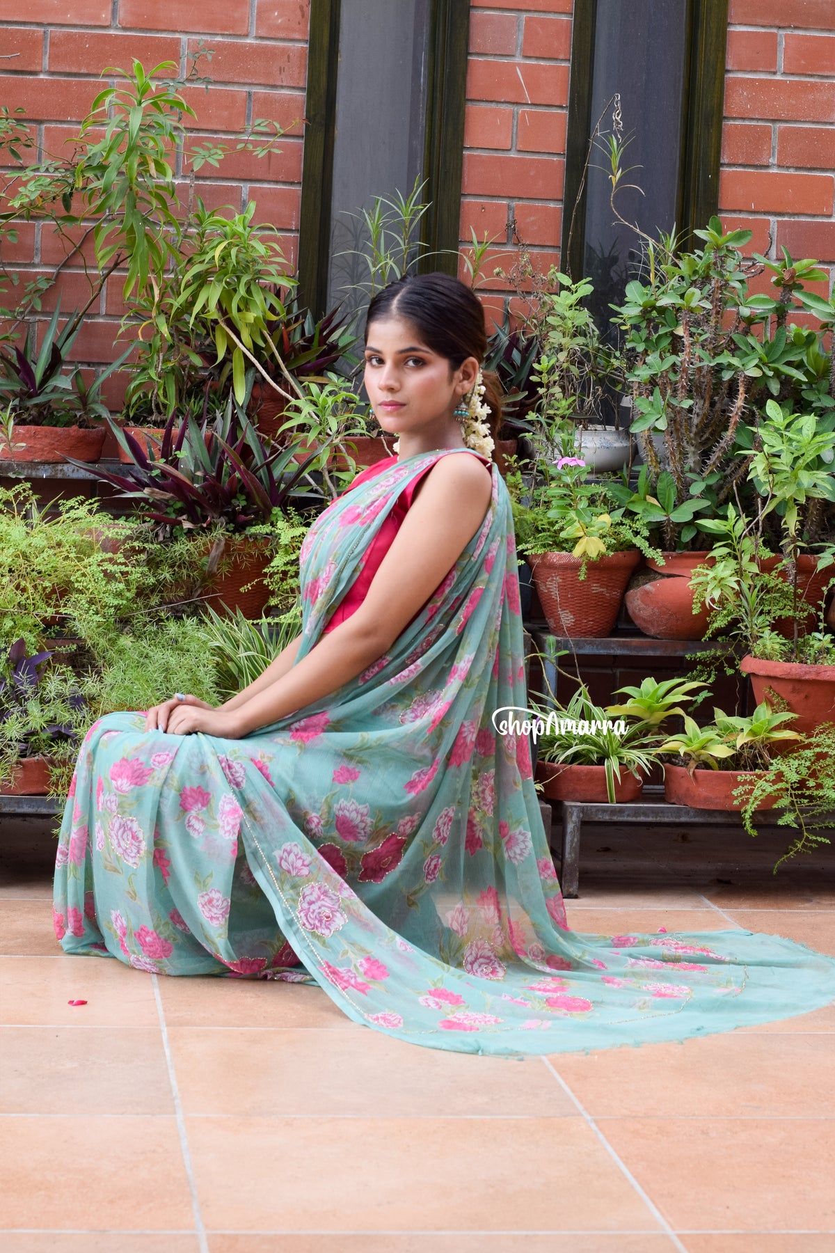 Sea Green Serenity Chiffon Saree