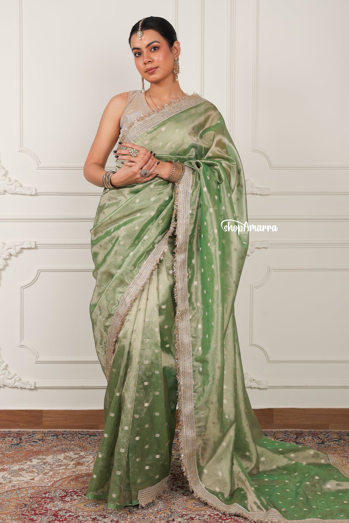 Green Gold Tissue Saree