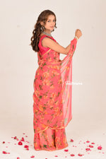 Load image into Gallery viewer, Peach Rose Chiffon Saree
