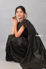Load image into Gallery viewer, Black Glow Khadi Cotton Saree
