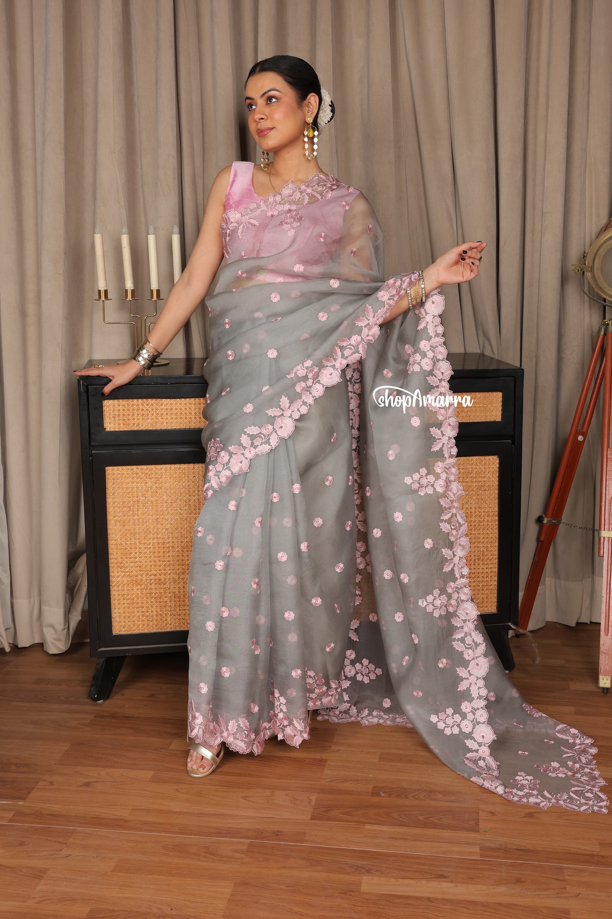 Chandi Gulnaar Organza Saree