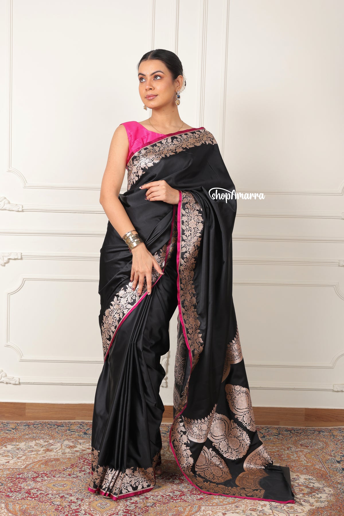 Kajal Gulabi Banarasi Silk Saree