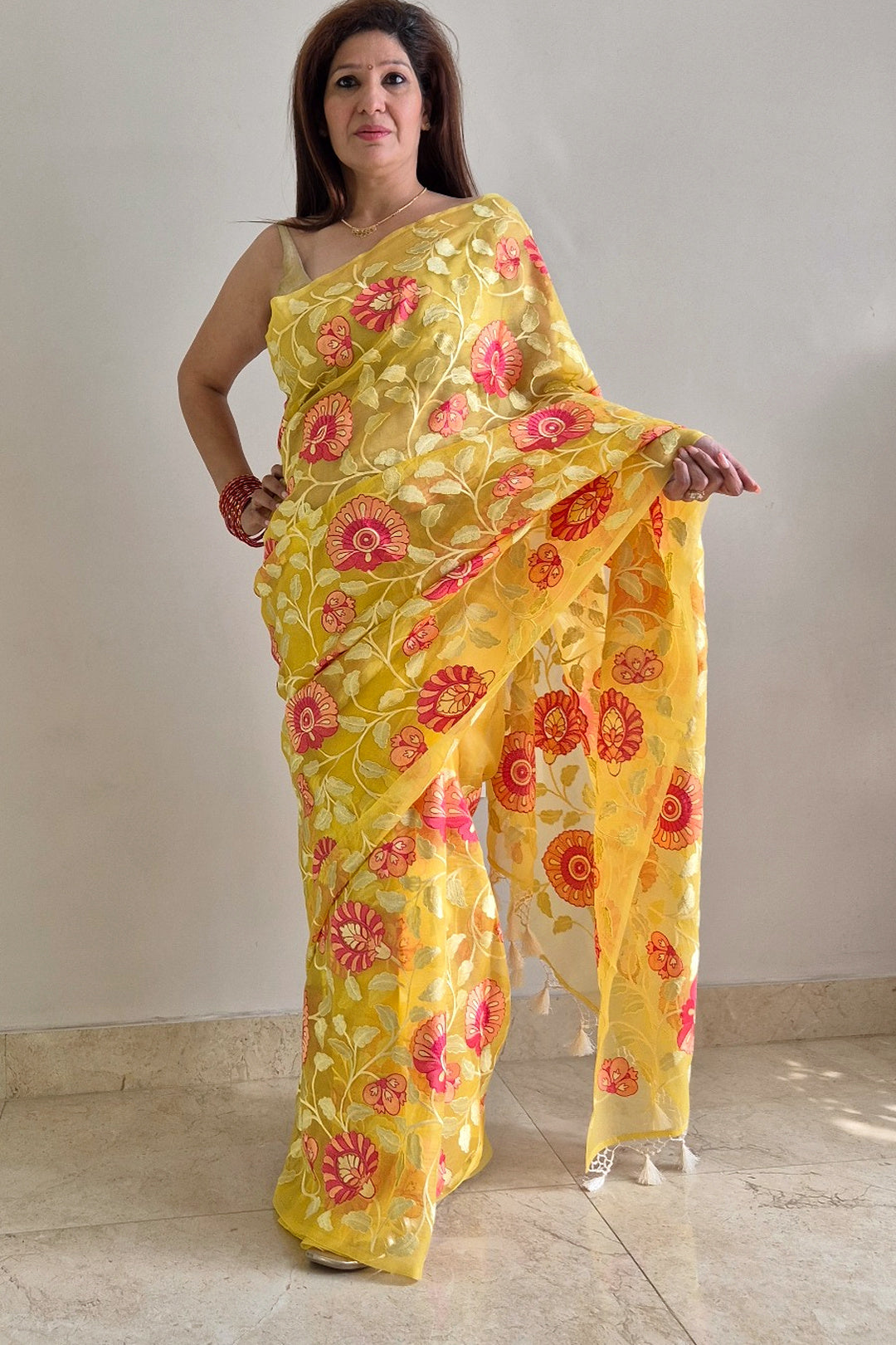 Phool Basant Organza Saree
