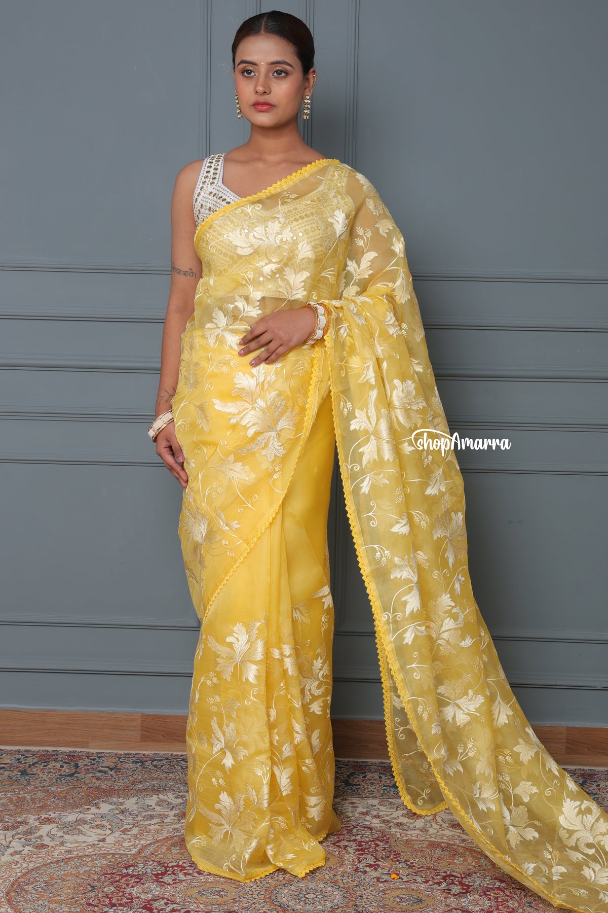 Basanti Nazakat Organza saree