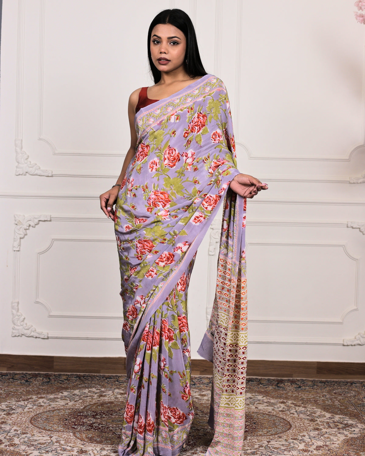 Misty Garden Crepe Saree