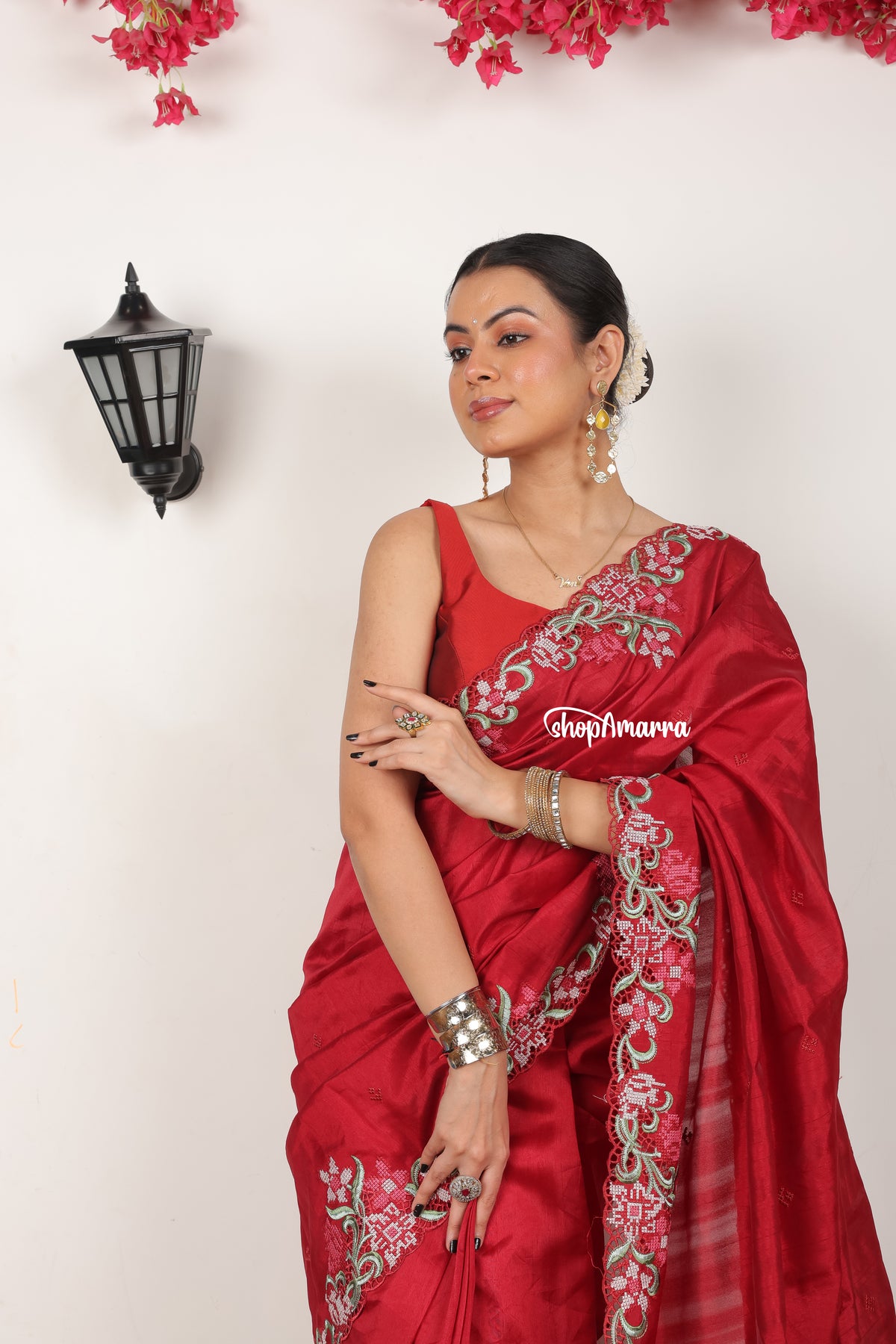 Maroon Muse Tussar silk saree