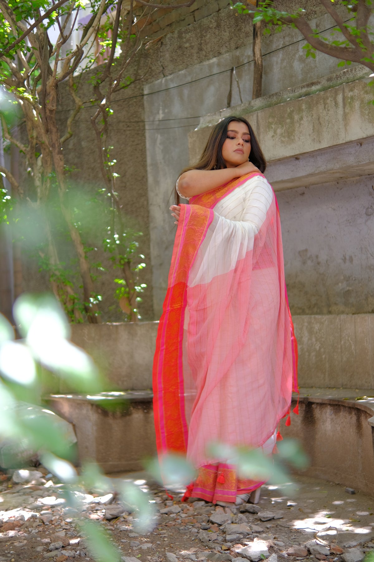 White Rose Mul Saree