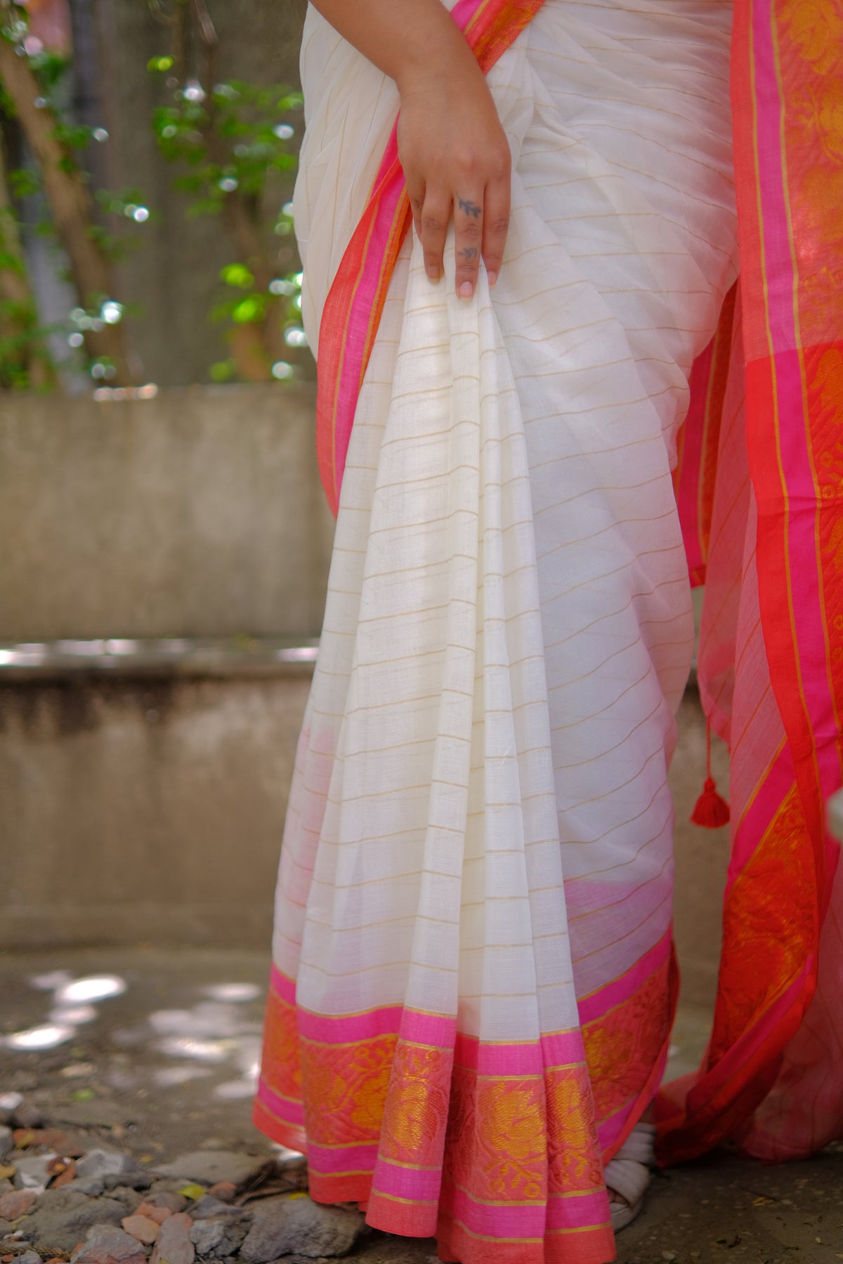 White Rose Mul Saree
